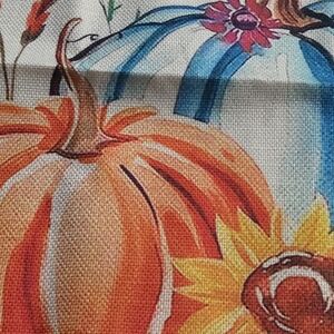 Autumn Blue And Orange Pumpkins and Sunflowers Decorative Pillow Covers